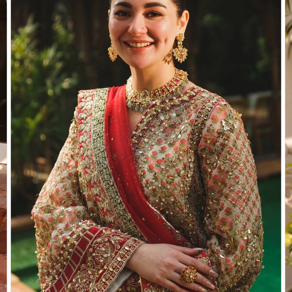 AUTHENTIC Red and Gold Embroidered heavy embellished Pakistani Indian dress